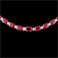 30ct Ruby & 1ct Diam Necklace in 14K Gold