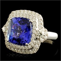 18K Gold Tanzanite 8.22 & ctDiam Ring 1.11ctw