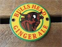Bulls Head Ginger Ale Porcelain Sign