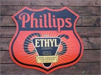 Large Phillips 66 Ethyl Double Side Porcelain Sign