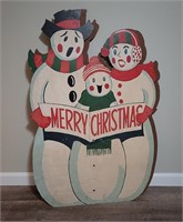 Vintage 1950s Plywood Snowman Family Easi-bild