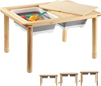 ULN - FUNLIO Wooden Sensory Table with 2 Bins for