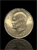 1971 Eisenhower 90% Silver Dollar Coin: