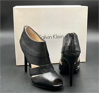 Calvin Klein Black Leather High Heels Size 7 1/2 M