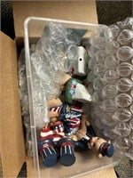 ceramic patriotic bears and snowmen box full