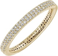 14k Gold-pl 1.26ct White Sapphire Double Row Ring