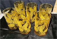 6 amber leaf glasses