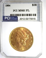 1904 Gold $20 MS65 PL LISTS $17500