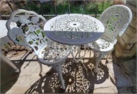 Ornate Metal Table & Chairs / Not Matching