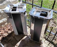 2 Metal Floor Ashtrays / Garbage Cans