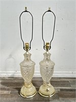 Pair of vintage crystal lamp bases, 20" h.