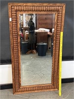 Antique Oak Frame Bevel Glass Wall Mirror