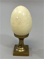 1970s Marble Egg on Brass Pedestal