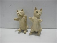 Two Signed Cat Statues Tallest 11"