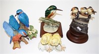 Four porcelain bird figurines