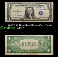 1935E $1 Blue Seal Silver Certificate Grades vf++