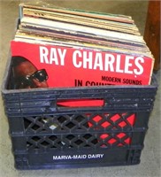 Large Lot of Vintage Albums In Crate, Variety
