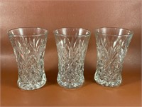 Set of 3 Cut Glass Glasses