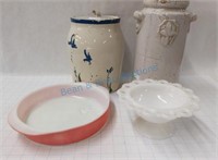 Box Vtg Canisters, Pyrex, Milk Glass