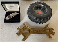 lot of 3 Oliver knife, wrench, & ashtray