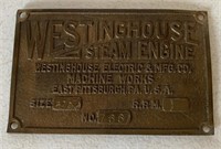 Westinghouse Steam Engine serial number label