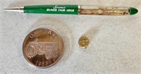 lot of 3 Hart Parr pin, Oliver pen, Oliver coin