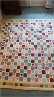 HEARTS & SQUARES PATCHWORK HANDMADE QUILT