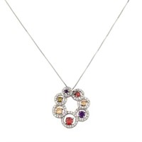 Sterling Silver Color Gemstone Necklace