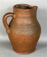 PA redware pitcher ca. 1900-1940; PA redware
