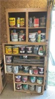 Contents of shelves , stain, paint, wd 40,