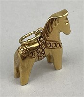 14K Gold Swedish Dala Horse Pendant.