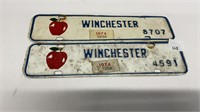 (2) Winchester 1974 12x3’’ license plates