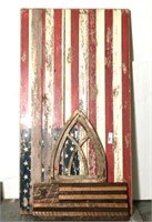 Wooden American Flag Signs & Cathedral Arch