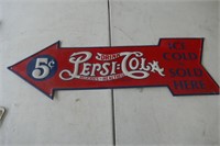 Enamel Pepsi Cola Sign 27"L