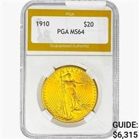 1910 $20 Gold Double Eagle PGA MS64