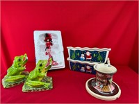 Coca-Cola Victorian Woman Figurine, Santa Dishes