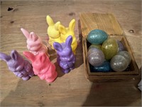 plastic easter eggs & rabbits