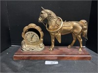 United Self Start Horse Decorated Mantel Clock.