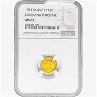1903 McKinley Rare Gold Dollar NGC MS65 Louisiana