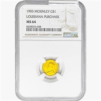 1903 McKinley Rare Gold Dollar NGC MS64 Louisiana