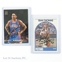 Isiah Thomas Signed NBA Hoops Topps Cards (2)