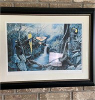 Beautiful Framed And Matted Parrot Lithograph