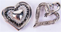 Jewelry Lot of 2 Sterling Silver Heart Pendants