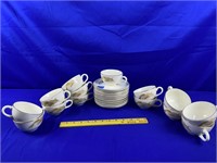 28pc Golden wheat cups & saucers