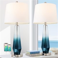 Modern Table Lamps Set of 2, 28" Teal Tall Lamp wi