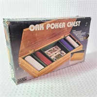 Oak Poker Chest With Chips & Dice