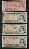 Three 1973 Series Canadian Bills & 1974 Series $2