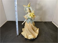 11" Resin bunny Peach Dress