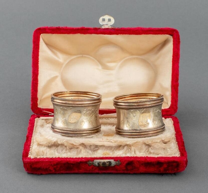 Lutz & Weiss German Silver Gilt Napkin Rings, 1890
