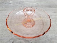 Pink Glass Heart Handle Tray